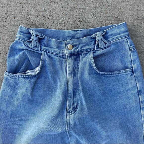 Vintage 80s 90s JS international high-rise bow detail wedgy Mom Jeans - Picture 8 of 9